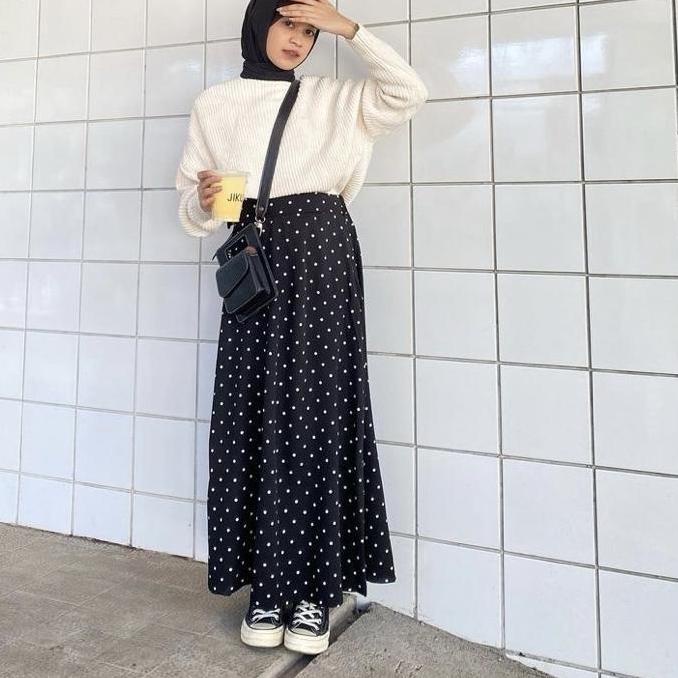 Rok Polka Jenar Korean Style Ukuran Standar dan Jumbo Bisa Sampai 90kg an Polka Skirt SIAP KIRIM