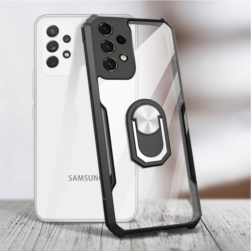 Transparan Holder Case Samsung Galaxy A6 J4 J6 J8 J7 Plus Prime 2018 J7 Pro J730 J7 2017 Casing Ring Anti Jatuh Stand Penyangga SoftCase