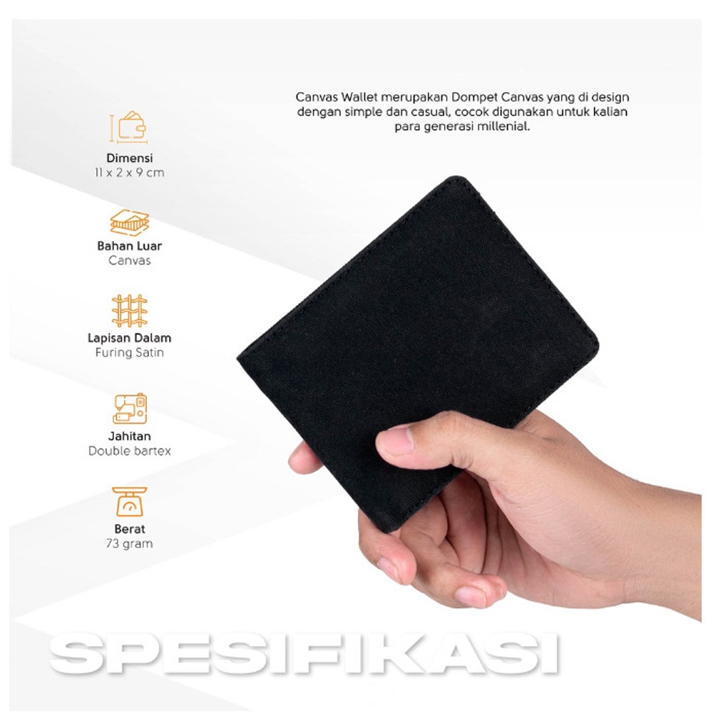 SHOPEE 9.9 SUPER SALE!! Dompet Kanvas Pendek Lipat Dua Dompet Denim Premium Men Wallet Bifold Canvas Import C-2504 BONUS BOX