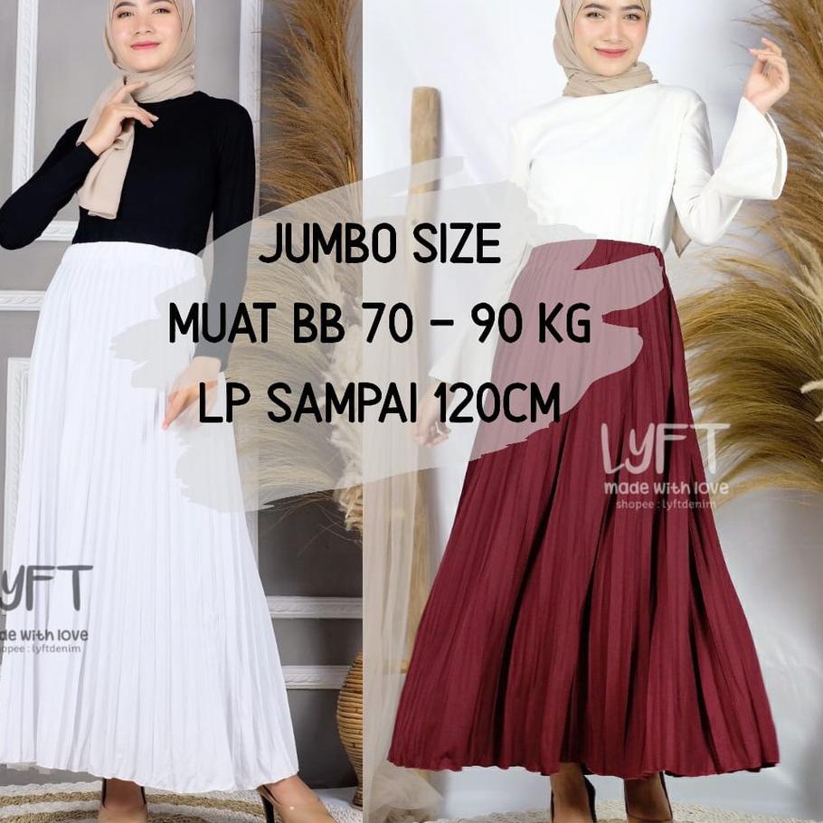 ♣ [PREMIUM PLISKET JUMBO] Rok Plisket JUMBO SIZE MAYUNG Premium Quality /Rok Rempel Panjang / Rok hi