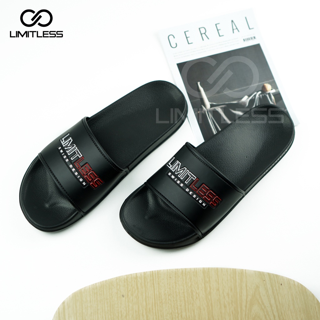 Sandal Slide Pria CLINT Hitam Laki Laki Sendal Slop Cowok Terbaru Sandal Slip On Selop Anti Licin Terbaru Premium Material