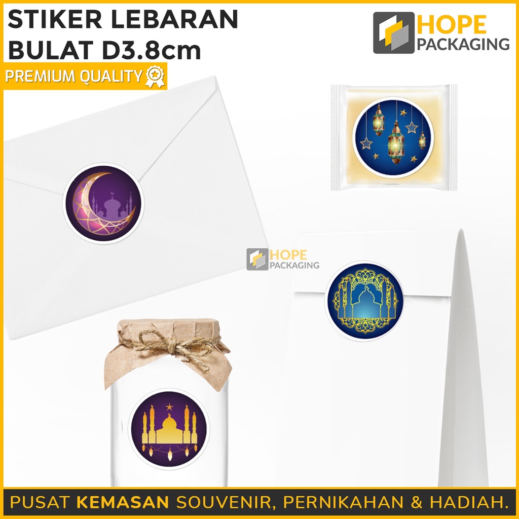 [1 Lembar : ISI 9] Stiker Lebaran Bulat Idul Fitri / Sticker Label / Tempelan Makanan Toples Kue Kering