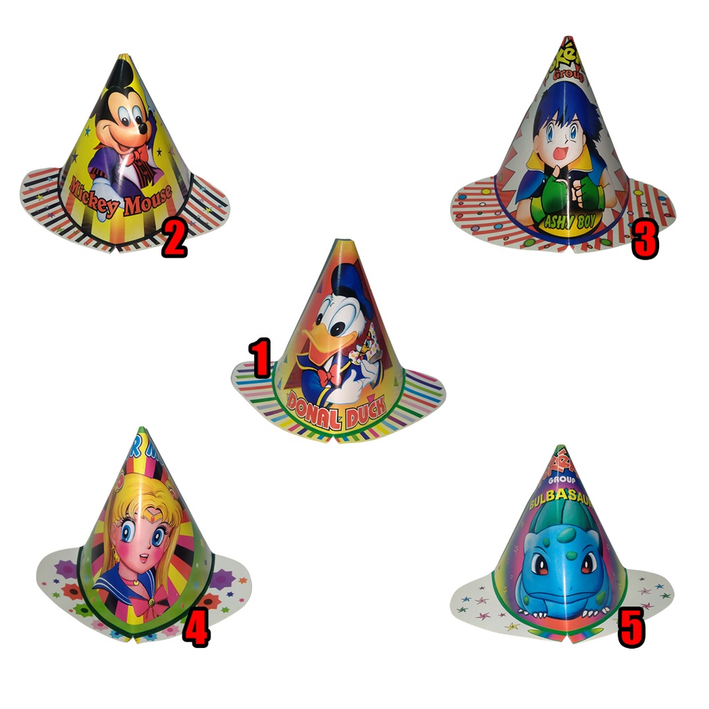 [40  pcs] Topi Kerucut Anak-Anak | Topi Kerucut Karakter Ulang Tahun | Topi Ulang Tahun Koboy | Topi