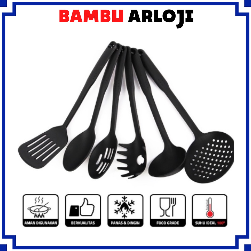 BAJ Spatula Set isi 6psc Utensil Spatula Sutil Set Alat Goreng Paket Alat Masak Lengkap 6in1 Untuk Hadiah Pernikahan PR123