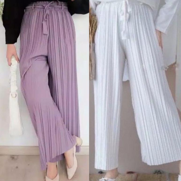 NEW D90 Kulot Lilac Plisket Premium Vazza Kulot Tali Celana Kulot Dewasa ⇔