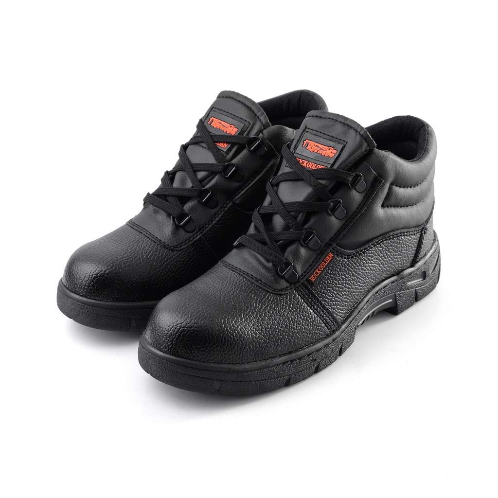 Sepatu Safety Shoes Pria Ujung Besi Middle Cut Full Black