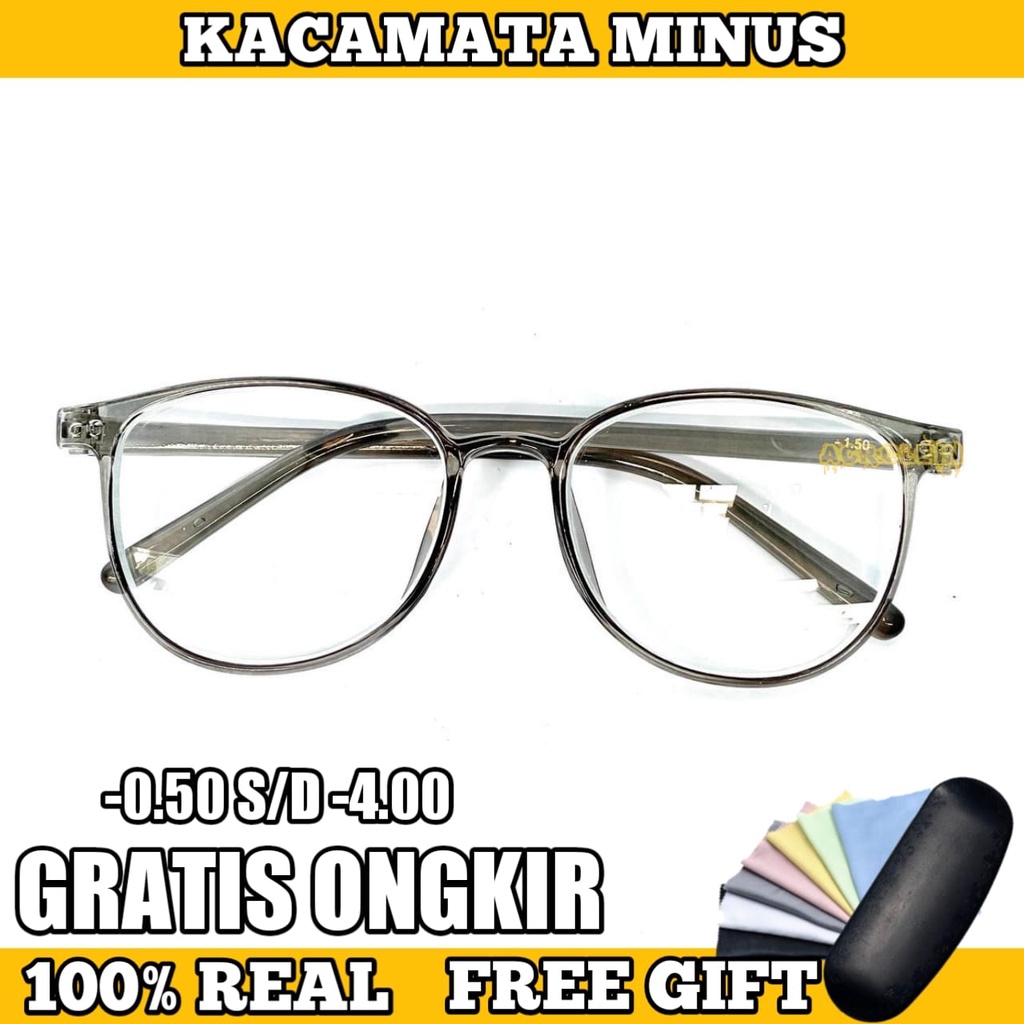 NEW ARRIVAL Kacamata Minus Oval Retro Wanita PRIA Style Korean 0.50-4.00 Free Box Dan Lap Pembersih Sungglasses Vintage New