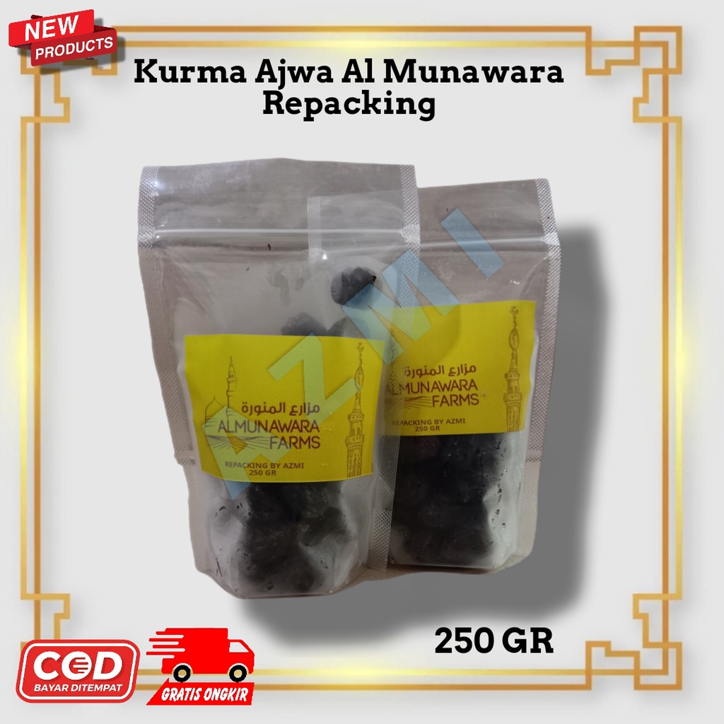 Kurma Ajwa Al Munawara Farms 250gr / Kurma Ajwa Aliyah / Kurma Ajwa Al Medina Repacking Premium