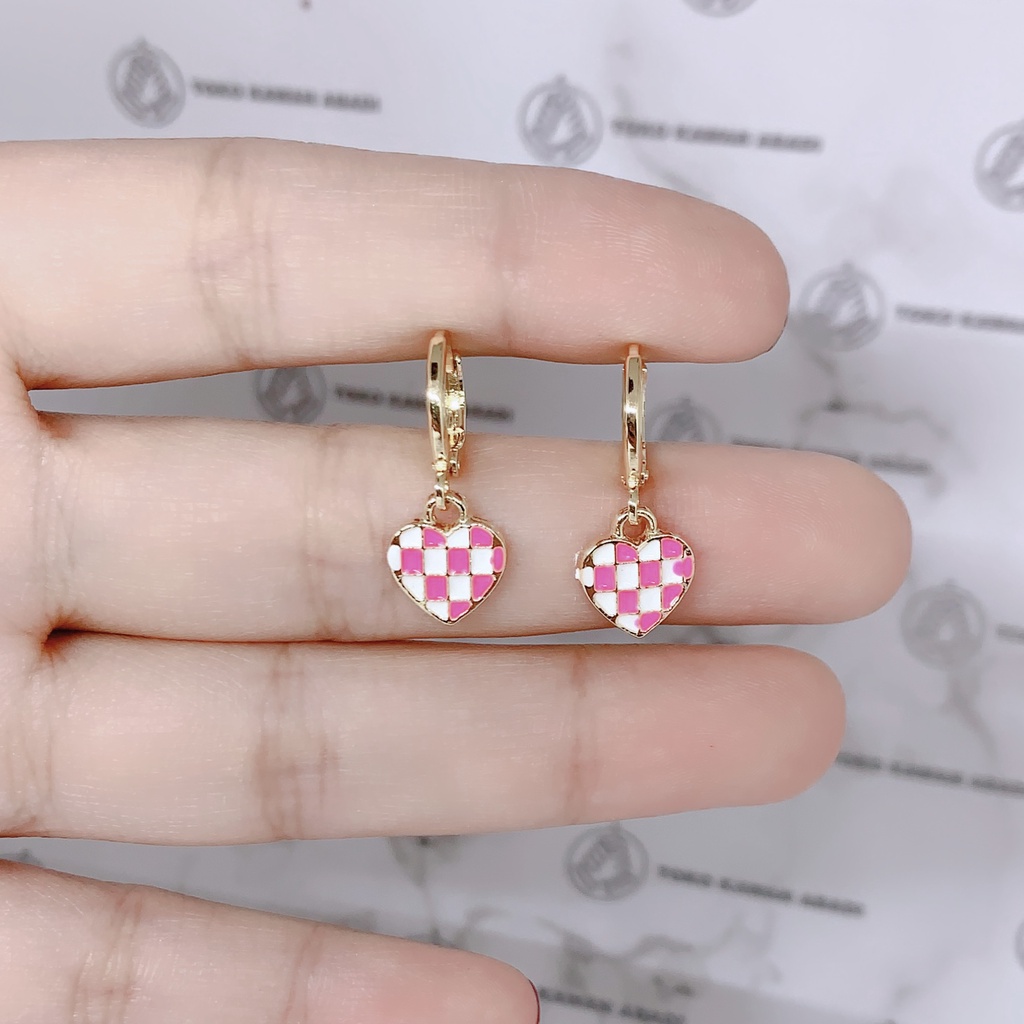 Anting Anak Motif Love Kotak Catur *22