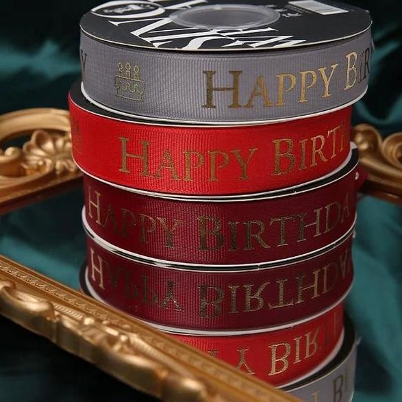 

Memang Keren IJU125 Pita Satin Roll Motif Happy Birthday/Pita Kado 2.5cm/Pita Dekorasi Buket