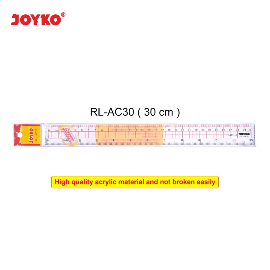 Acrylic Ruler / Penggaris Akrilik Joyko RL-AC-30 / 30 cm / 30cm