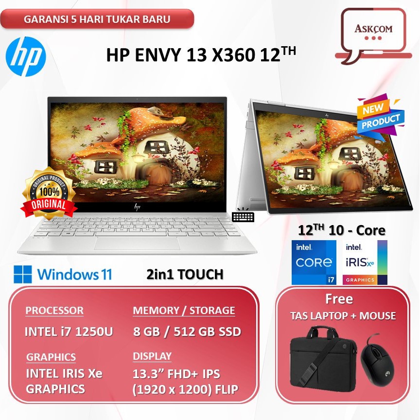 Laptop HP Envy X360 13 2in1 Touch i7 1250U 8GB 512GB SSD Iris Xe 13.3FHD Flip Touch Windows11