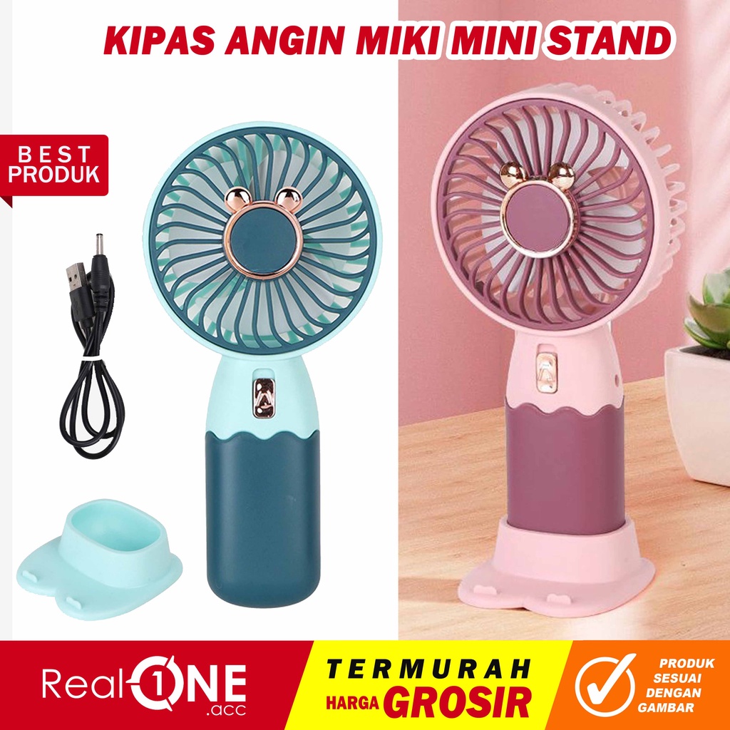 Kipas angin miki mini fan stand cantik karakter colour portable genggam - realoneacc