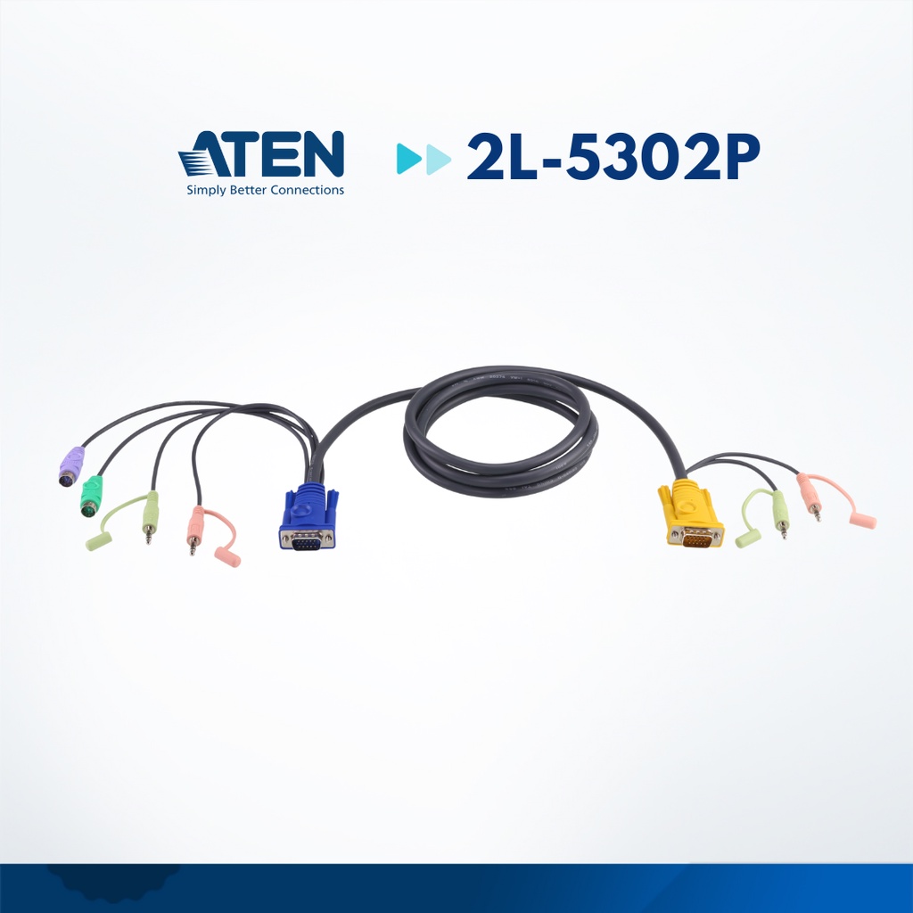 ATEN 2L-5302P 1.8M PS/2 KVM Cable with 3 in 1 SPHD and Audio