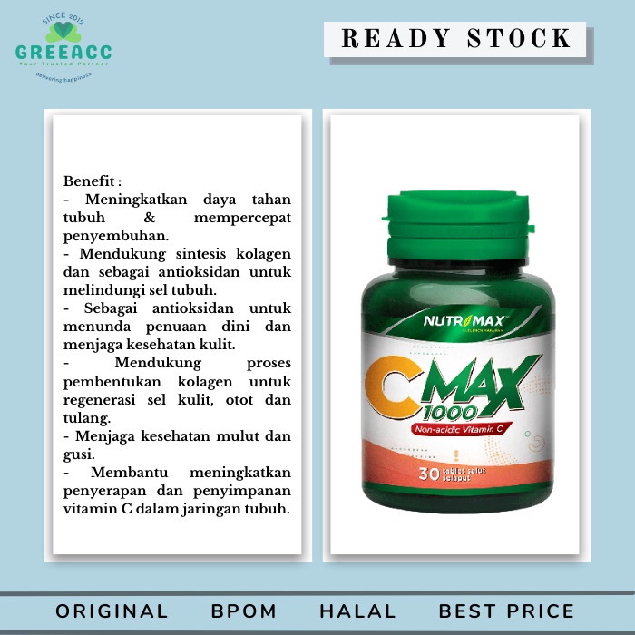 Nutrimax C MAX 1000 mg Vitamin CMAX Non Acidic Vit is 30 Tab 1000mg