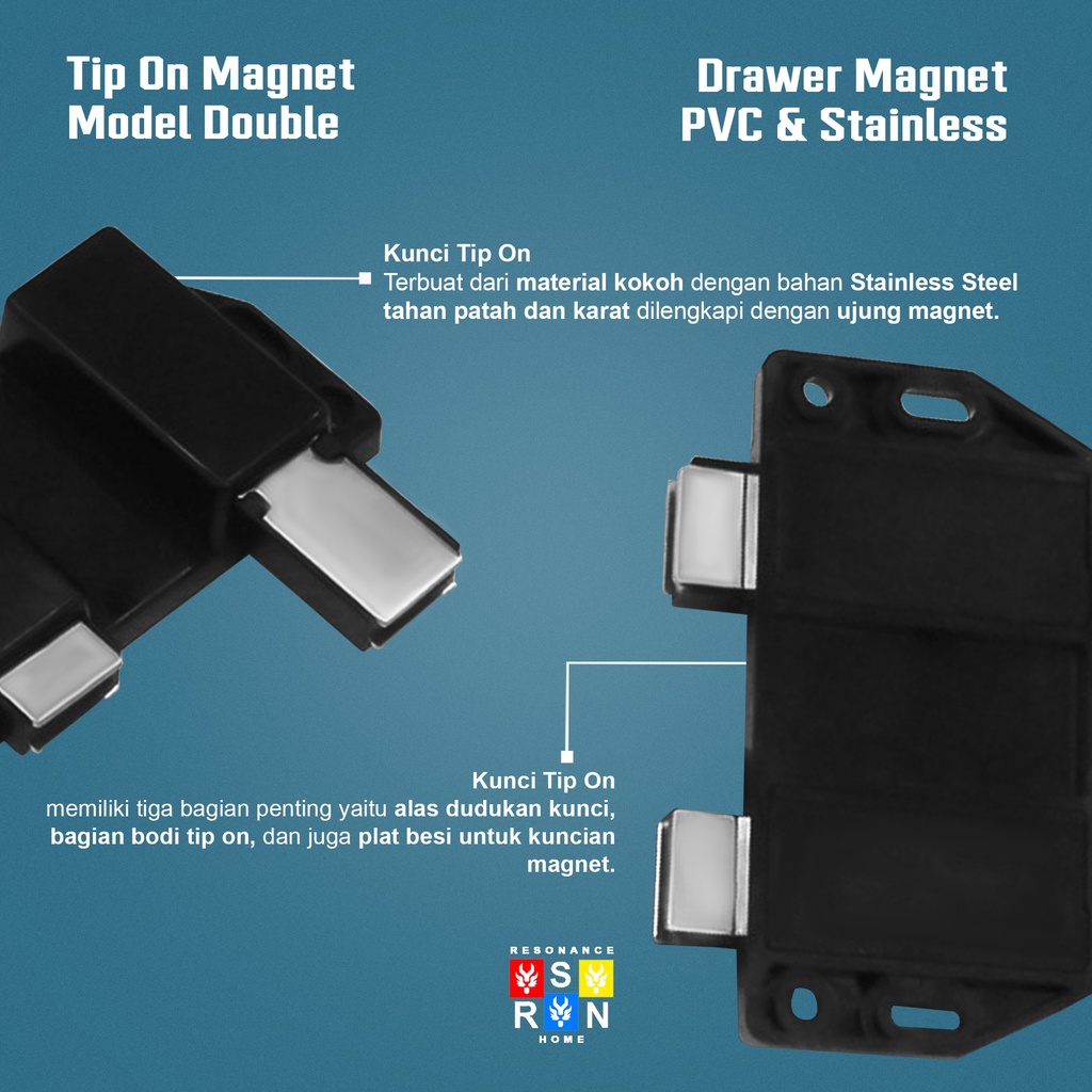 Push To Open Tip On Double Magnet / Door Catches Pintu Laci Lemari Resonance Home