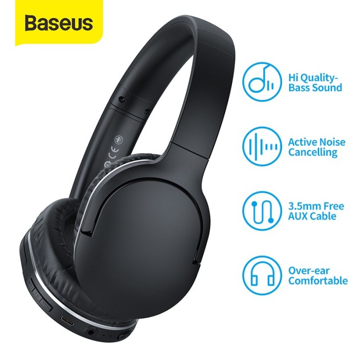 {Free Stiker} Baseus D02 Pro Wireless Headphone Bluetooth Earphone Gaming - Black