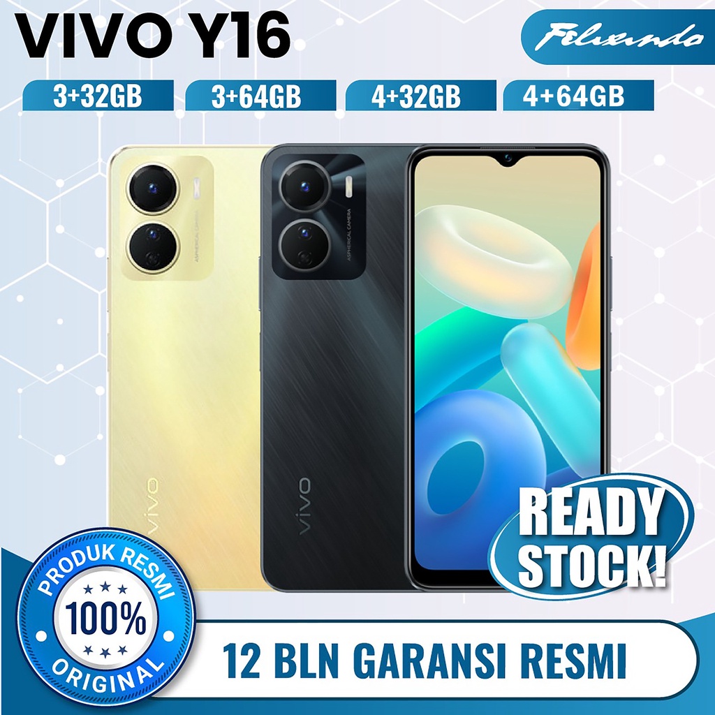 VIVO Y16 3/32 3/64 4/32GB 4/64GB RAM 3 4 ROM 32 64 GB 3GB 4 GB 32GB 64GB HP Smartphone Android