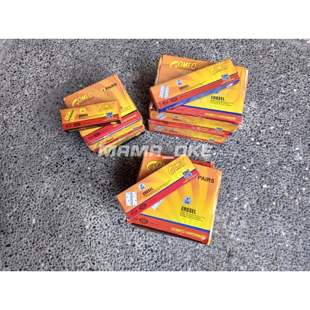 ENGSEL BESI TEBAL GOMEO 4 INCHI / ENSEL PINTU 4&quot; / ENGSEL JENDELA 4&quot; SN ( PUTIH ) GP ( KUNING )