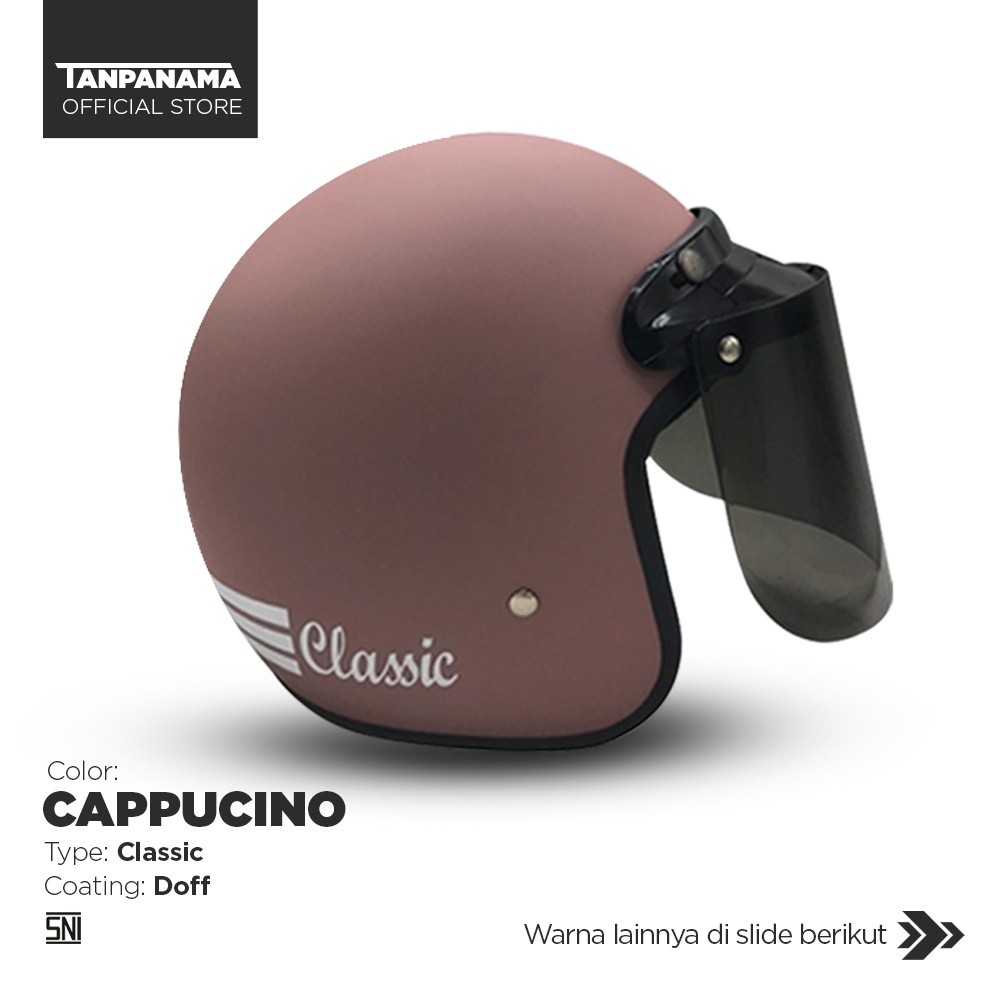 Tanpanama Helm - Helm Bogo Classic / Helm Wanita Dewasa Warna Terkini Retro SNI