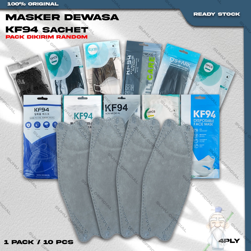 Masker KF94 FILTCARE 4Ply isi 10Pcs Warna Silver Abu Muda KF 94 4 Ply Earloop Surgical Mask Kemenkes