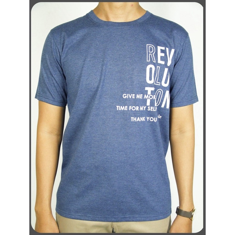 Baju Kaos oblong Pria Lengan Pendek COLE Regular Fit Biru Cotton Stretch 07 | T Shirt Original Brand
