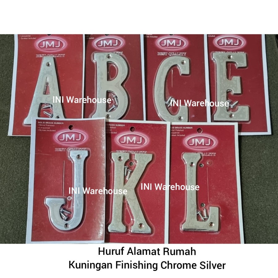 Huruf Tulisan Abjad Alamat Rumah Finishing Chrome Krom Brass Letter