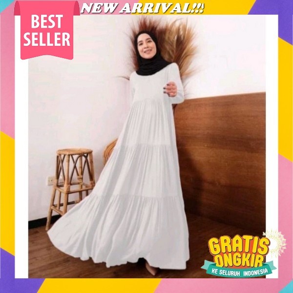 Gamis Polos Terbaru Baju Wanita Remaja Jumbo Gaun Pesta Kondangan Lebaran Hari Raya Idul Fitri Fashi
