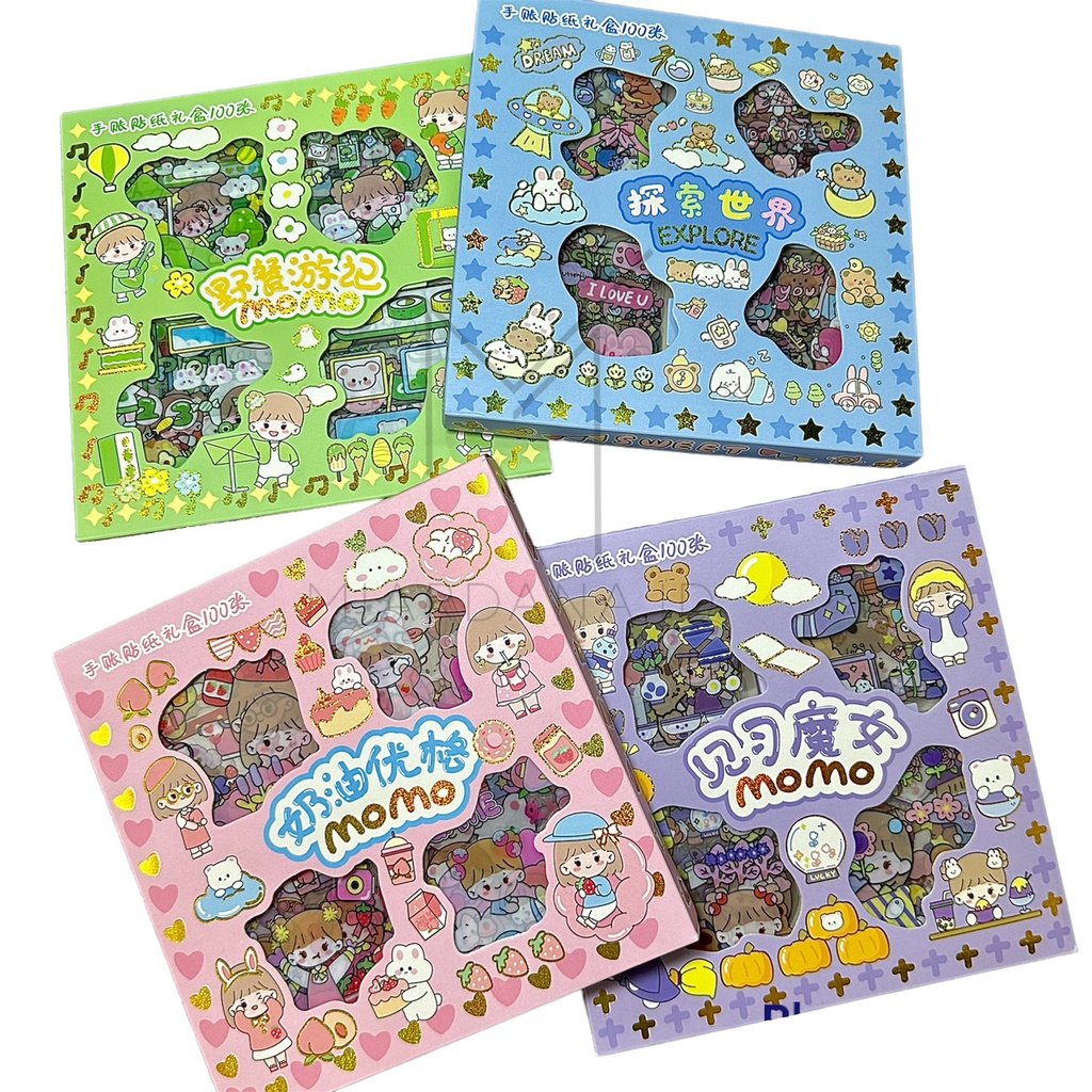 [COD] Sticker Momo Eceran Stiker Nini Ellie Kartun Waterproof Case HP Warna Lucu Dekorasi Scrapbook Handbook