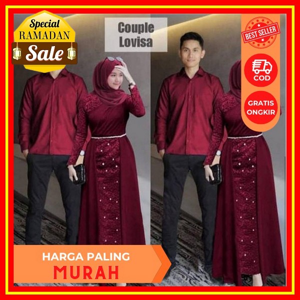 Wou Batik Premium - Gamis Batik Couple Marwa Gamis A-Line Syari Lebaran Dan Kondangan Kekinian Bahan