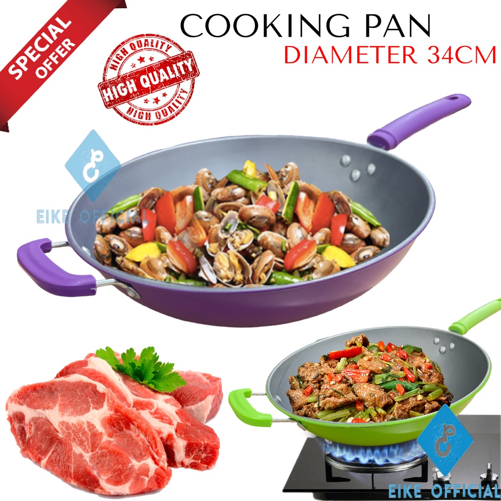 [EIKE] PANCI MASAK UKURAN JUMBO 34CM / FRYING PAN / TEFLON MASAK / COOKING PAN / PANCI MASAK BAHAN TEBAL