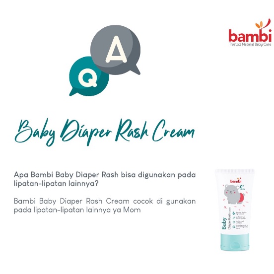 [BPOM] Bambi Baby Diaper Rash Cream 50ml / Krim Ruam Popok Pada Bayi Kulit Normal Sensitif / Krim Area Lipatan / Mencegah Iritasi Ringan / MY MOM