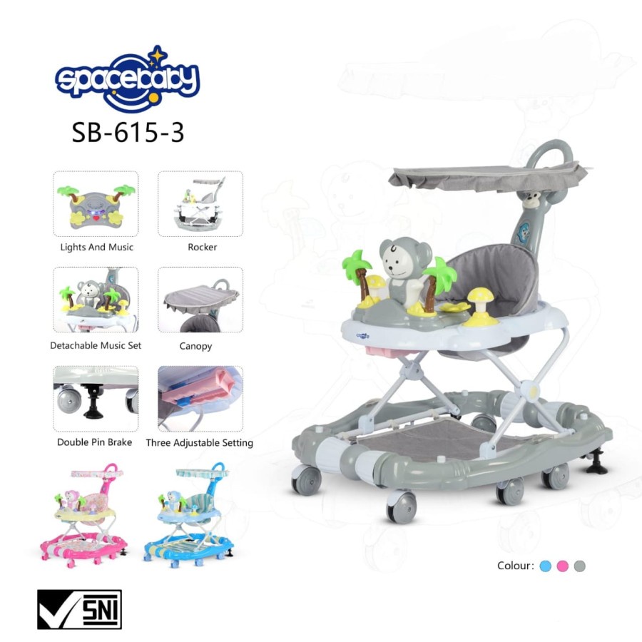 Baby walker spacebaby SB 611-3 612-3 613-3 615-3 618-3 space baby alat belajar jalan anak bayi balita PMB BW 04 06 babywalker SB611-3 SB612-3 SB613-3 SB615-3 SB618-3 BW04 BW06 302 306 309 315 316 505 506 507 509 510 511 512 513 705 707 709