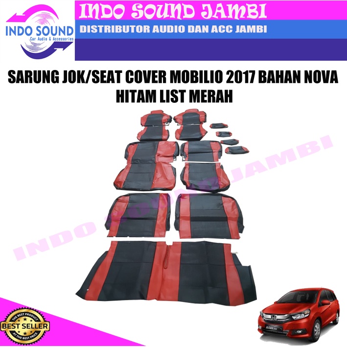 SARUNG JOK/SEAT COVER MOBILIO 2017 NOVA HITAM LIST MERAH