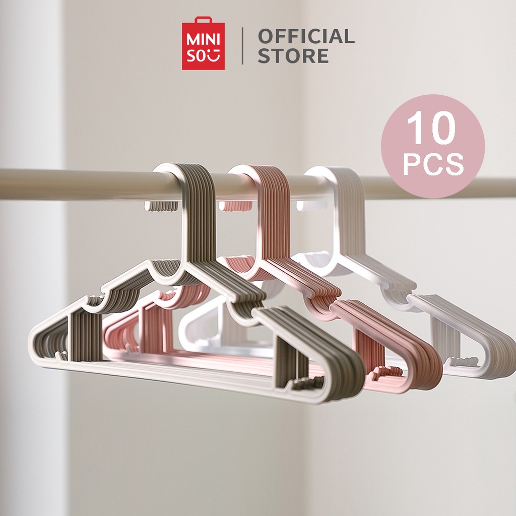 MINISO - Gantungan Baju Hanger Baju 10pcs Hanger Baju Dewasa 40cm Anti Slip Hanger Plastik Gantungan