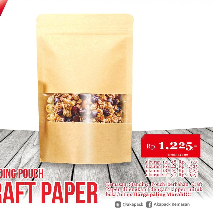 

✩ Spkw 14x20 Kemasan Standing Pouch Kraft Paper isi 100pcs ✈