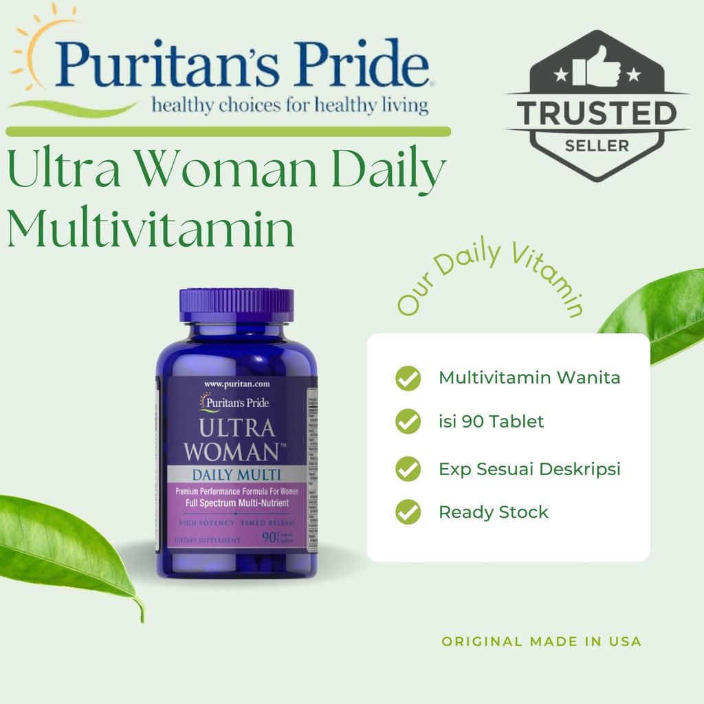 Puritan Pride Vitamin Suplemen Ultra Woman 50 Plus isi 60 Tablet / Daily Multi Ttime Release isi 90 