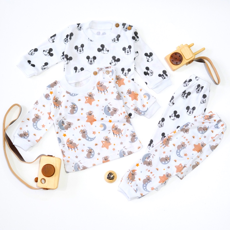 SETELAN PANJANG BAYI/ANAK COTTON RIB FULL PRINT (BABY/KIDS SET)