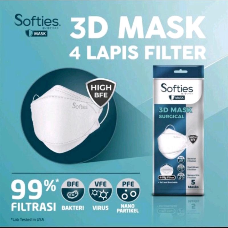 Masker Softies 3D Mask Surgical 5's