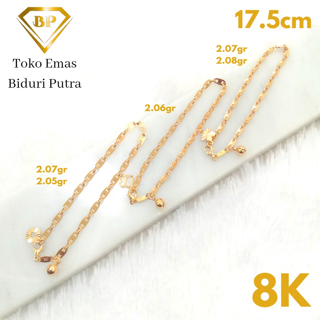 Gelang Fancy Perhiasan Emas Kuning Asli Model Terbaru Kadar 8K/375 toko emas biduri putra
