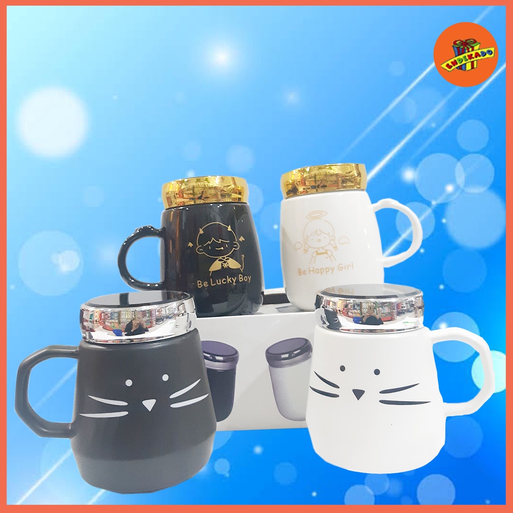 MUG KERAMIK COUPLE HITAM PUTIH - Mug Pasangan