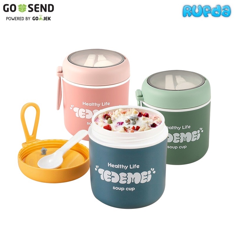 Tedemei PP Food Jar Soup Cup Double Wall Wadah Makanan Tetap Panas Vacuum Insulated