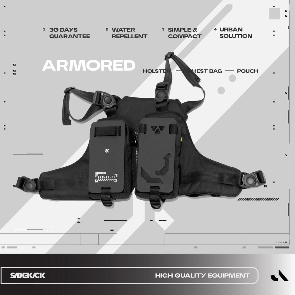 REKOMENDASI Sidekick Project ARMORED Holster Warna Hitam Multifungsi (Chest Bag + Tactical Bag + RBa