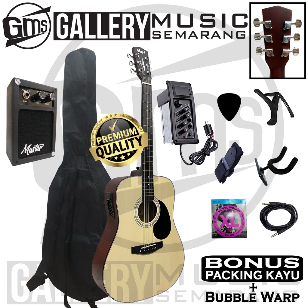 Gitar Akustik Elektrik Cort AD810 OP Custom Equalizer 7545r Paket Super Komplit