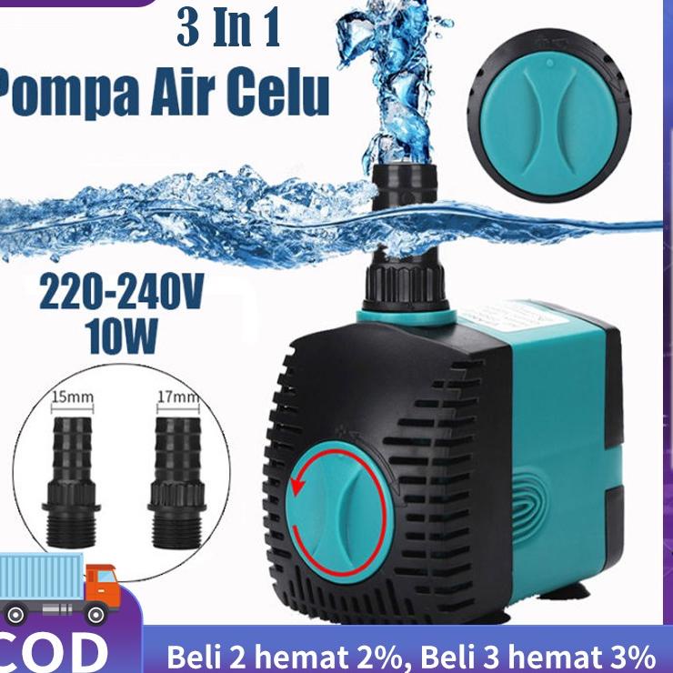 ➨ 220V240V 10 Watt Pompa Celup Aquarium Pompa Air Celup Kolam Ikan Water Pump EB303 Pompa Celup Aquarium/Powet Heads/Air Pump Kyoto 3 In 1 Pompa Aquarium ✧ ✄