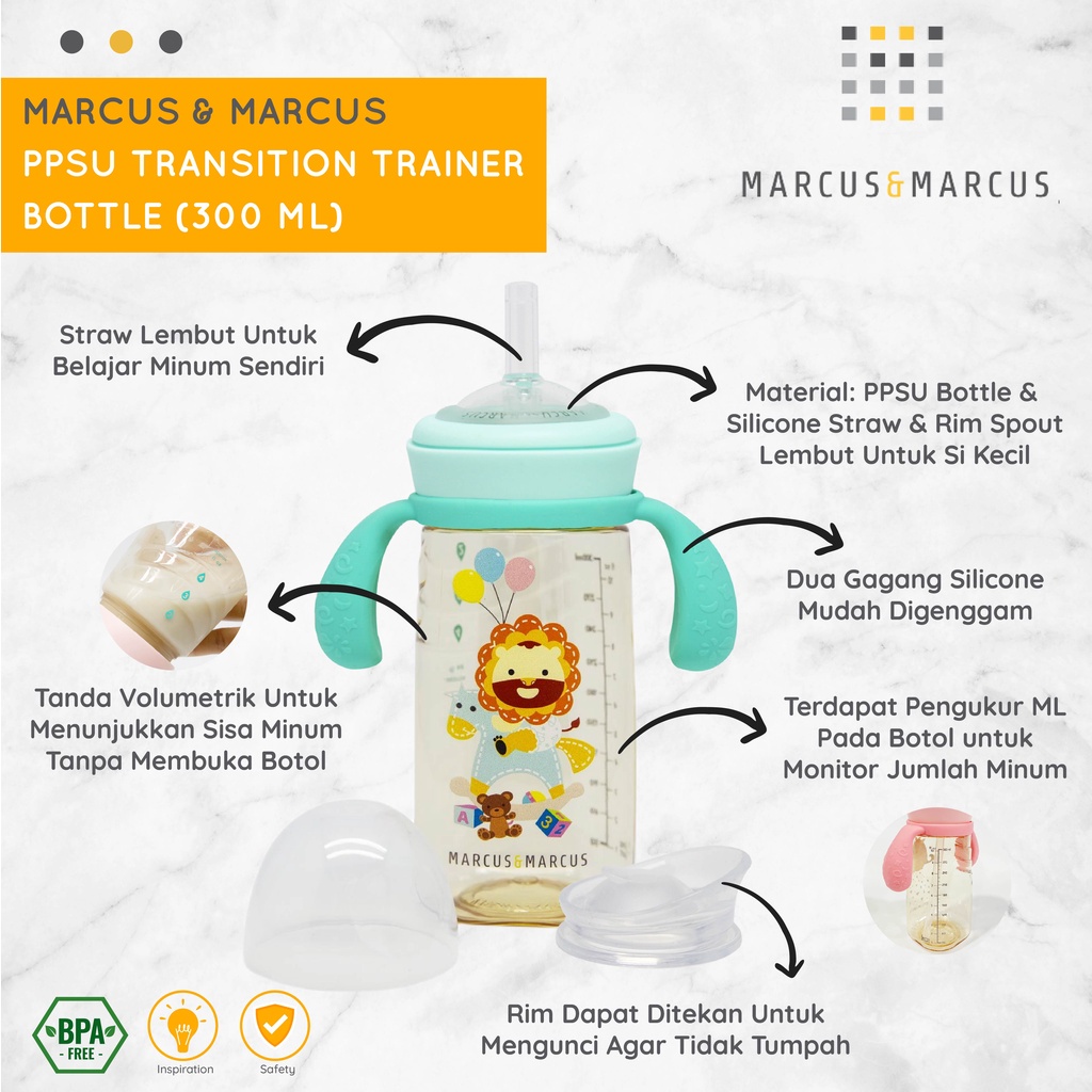 MARCUS &amp; MARCUS PPSU TRANSITION TRAINER BOTTLE 300ML