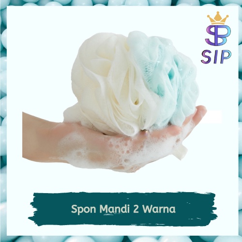 Shower Puff Spons Mandi Jaring 2 Warna Bath Ball Sponge Rainbow Spon Sponge Shower Gel Spons Mandi Busa Tebal Bath Puff