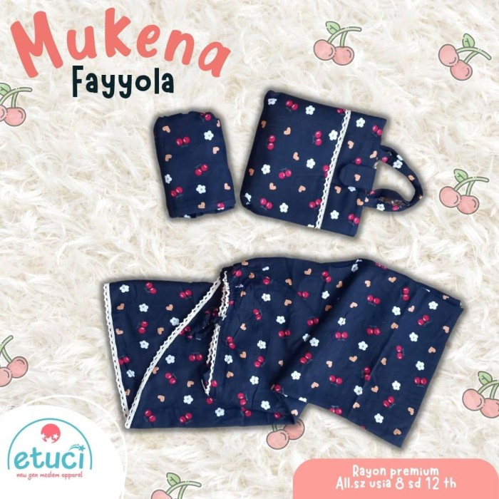 PROMO MUKENA ANAK TANGGUNG 8-12 TAHUN RAYON MOTIF RENDA BY ETUCI LITTLE DINO - NAVY LUCU TRENDY TERM