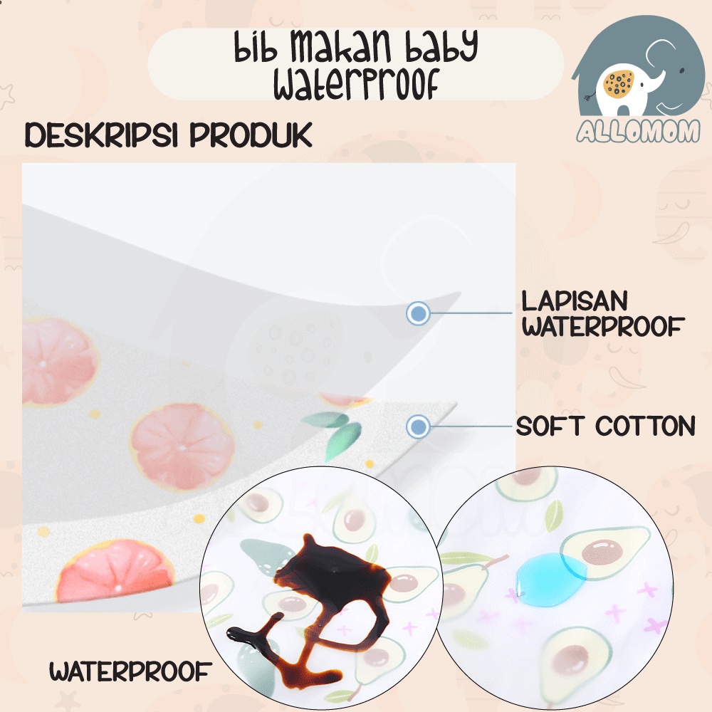 Tadah Iler Bayi / Slabber Makan / Bib Waterproof Anti Air Motif Lucu Newborn Baby