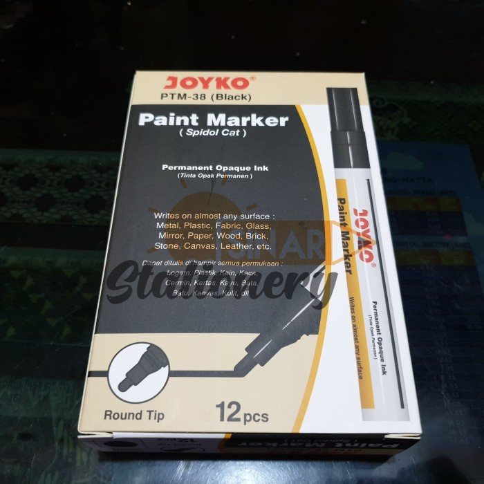

Spidol paint marker black ptm38 joyko 1pak isi 12pc